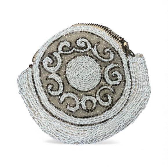 NRA Handbags - 1930’s Vtg  Beaded Belt Finger Loop Zip Made In France Evening Bag Purse
